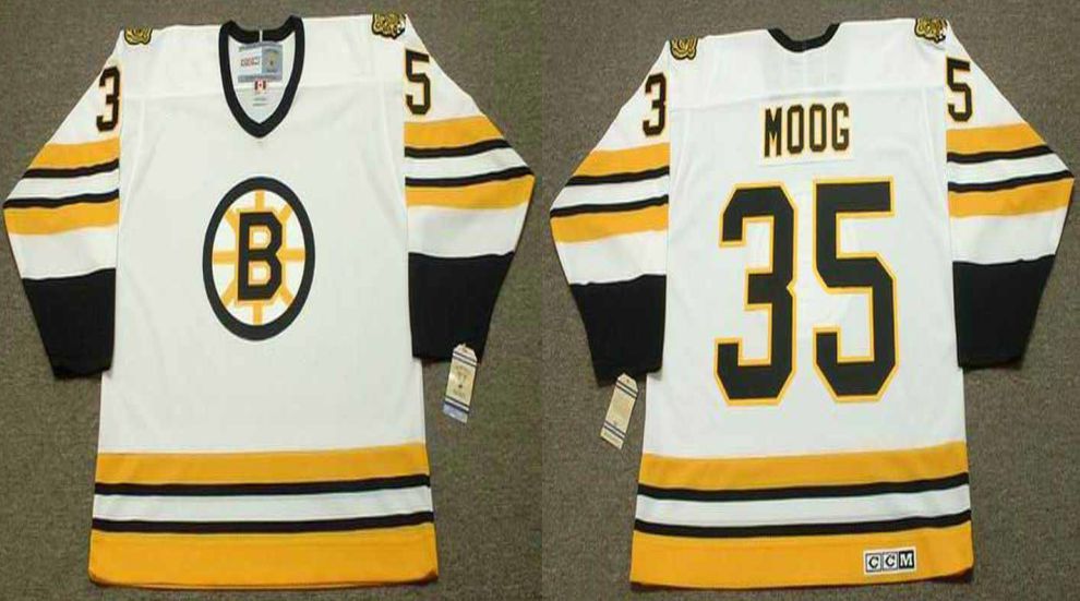 2019 Men Boston Bruins #35 Moog White CCM NHL jerseys1